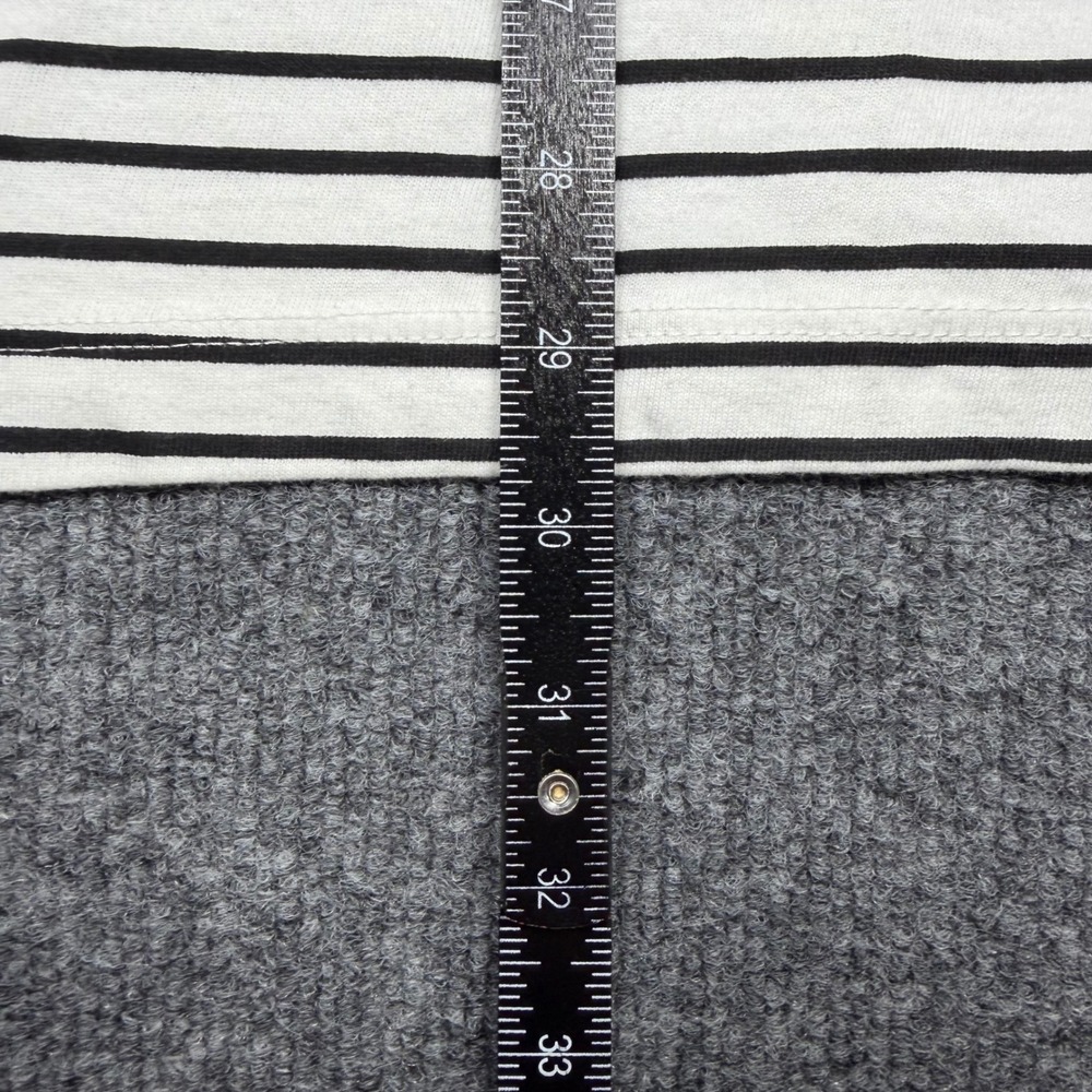 Only NY Mens Striped T-Shirt White Black Short Sleeve Logo Cotton Large USA Made - Picture 6 of 7